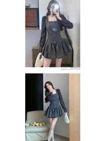 Bowknot Matching Fashion Drape Slim Dress 