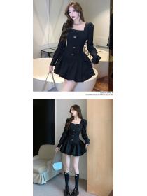 Bowknot Matching Fashion Drape Slim Dress 