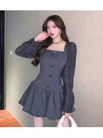 Bowknot Matching Fashion Drape Slim Dress 