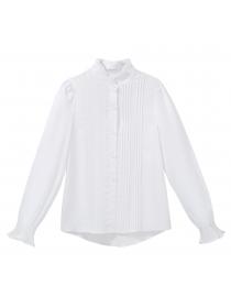 Inside the ride cstand collar tops lace white shirt