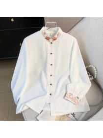 Classical retro tops long sleeve national style shirt