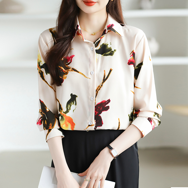 Long sleeve shirt printing chiffon shirt