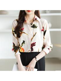 Long sleeve shirt printing chiffon shirt