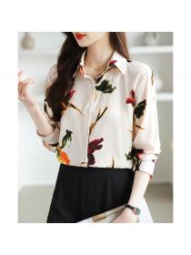 Long sleeve shirt printing chiffon shirt