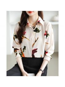 Long sleeve shirt printing chiffon shirt