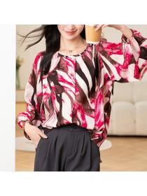 Printing round neck shirt wide simple spring small shirt