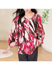 Printing round neck shirt wide simple spring small shirt