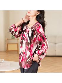 Printing round neck shirt wide simple spring small shirt