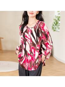 Printing round neck shirt wide simple spring small shirt