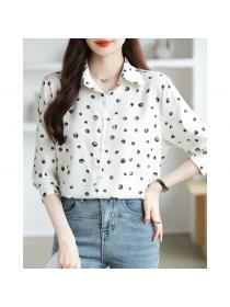 Western style shirt polka dot cardigan for women