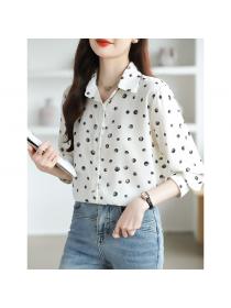 Western style shirt polka dot cardigan for women