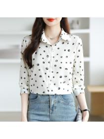 Western style shirt polka dot cardigan for women