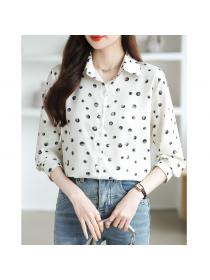 Western style shirt polka dot cardigan for women