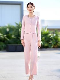 Spring jacket wide leg pants 2pcs set for women