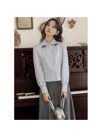 France style spring bow tender shirt