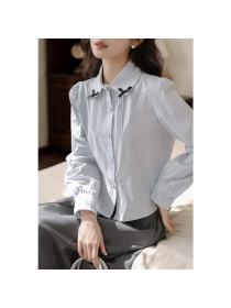 France style spring bow tender shirt