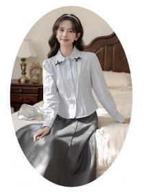 France style spring bow tender shirt