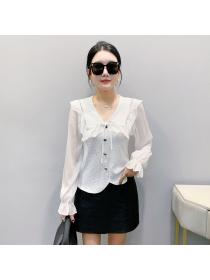 Lotus leaf edge collar small shirt slim tops