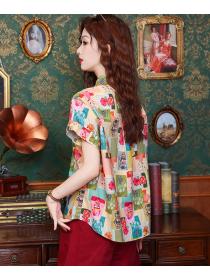 Temperament summer printing shirt colors sweet tops