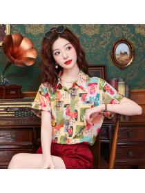 Temperament summer printing shirt colors sweet tops