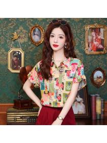 Temperament summer printing shirt colors sweet tops